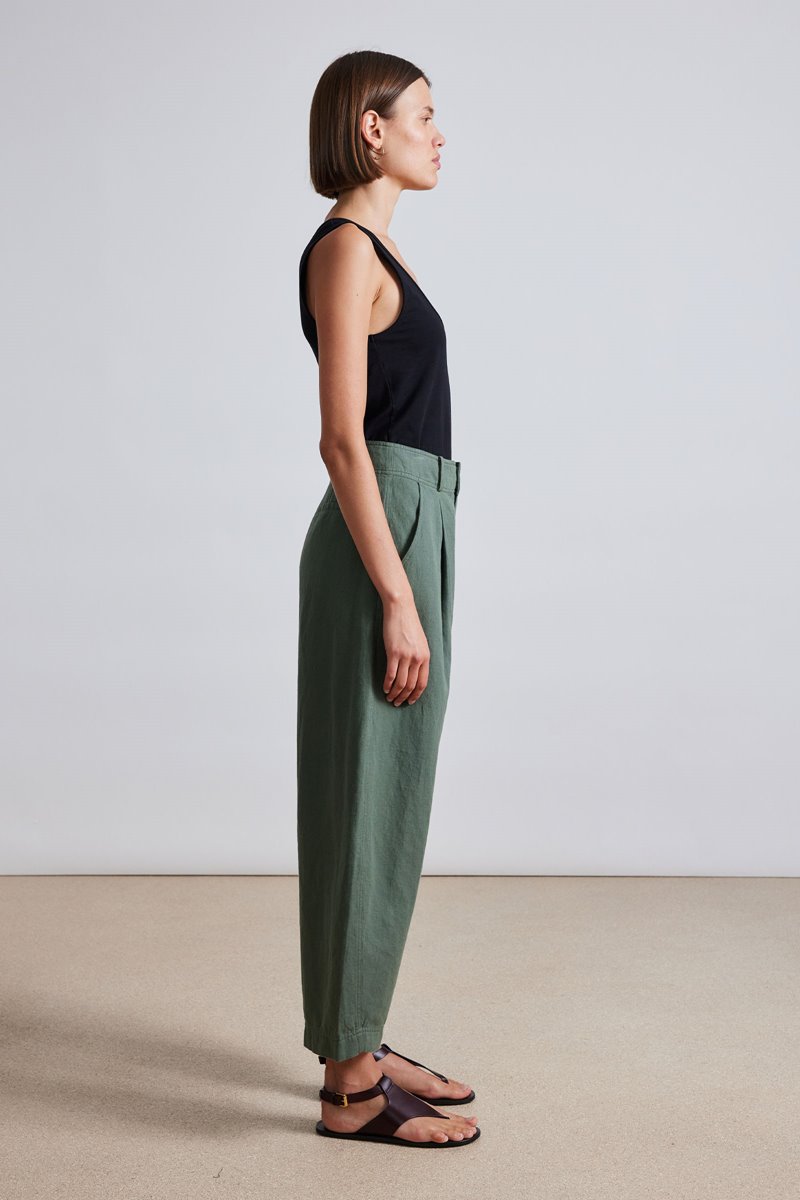 Apiece Apart petite bari crop trouser - thyme detail