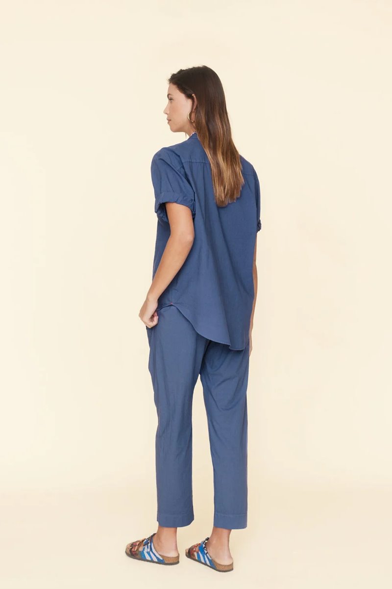 Xirena  draper trouser -  marlin blue detail