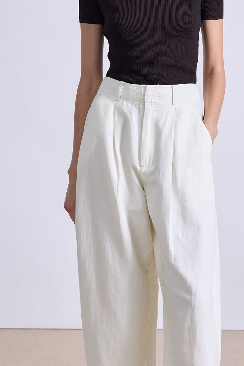 Apiece Apart bari cropped trouser - cream side Apiece Apart bari cropped trouser - cream side
