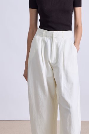 Apiece Apart bari cropped trouser - cream side Apiece Apart bari cropped trouser - cream side