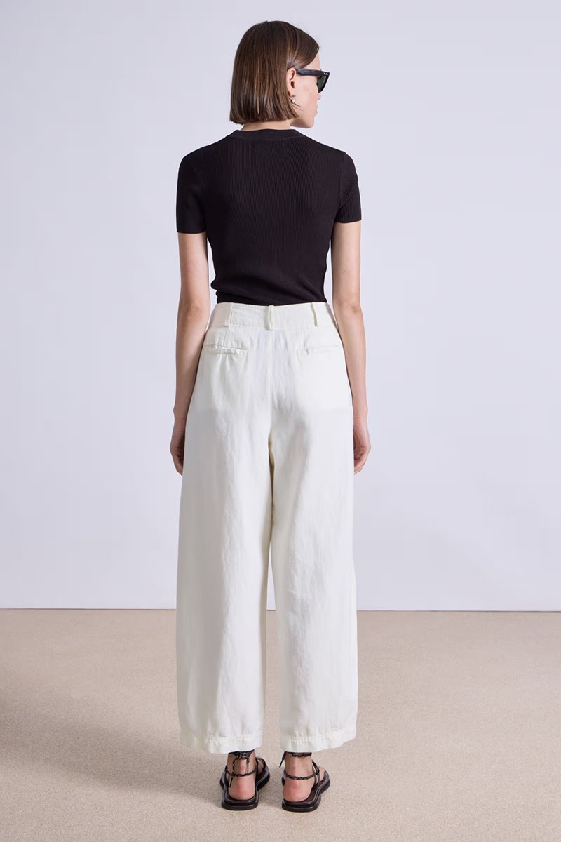 Apiece Apart bari cropped trouser - cream detail Apiece Apart bari cropped trouser - cream detail