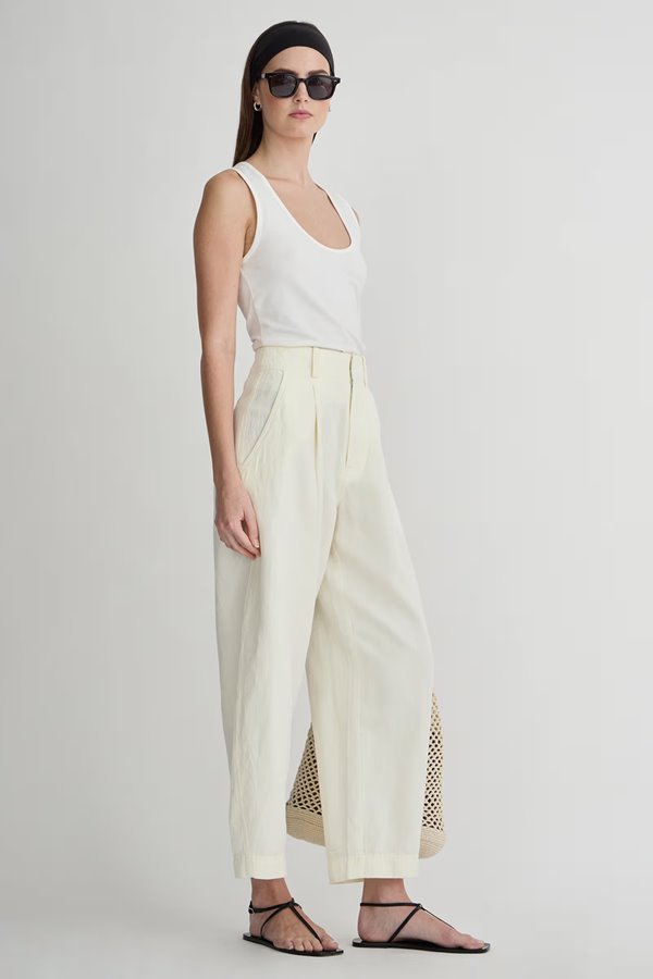 Apiece Apart Bari Cropped Trouser - Cream