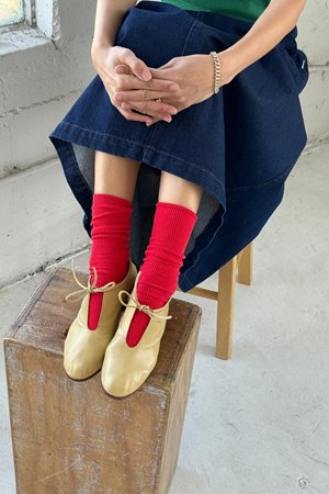 Le Bon Shoppe trouser sock red lipstick side