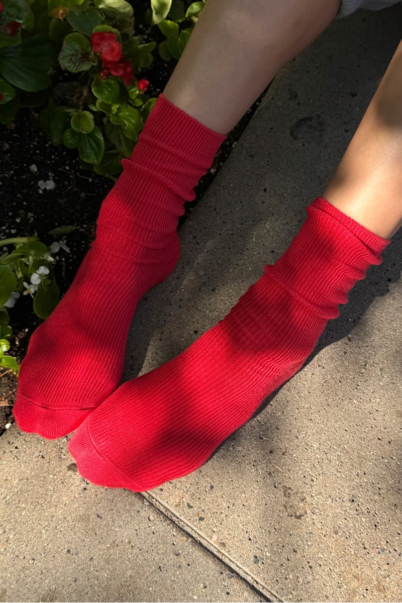 Le Bon Shoppe trouser sock red lipstick back