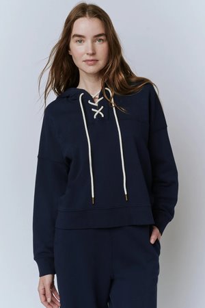 The Great lace up hoodie navy The Great lace up hoodie navy