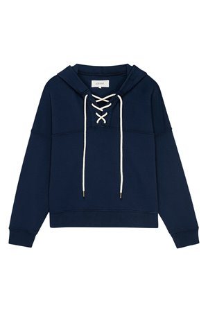 The Great lace up hoodie navy side The Great lace up hoodie navy side