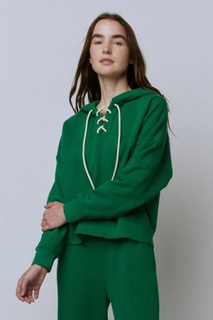 The Great lace up hoodie green