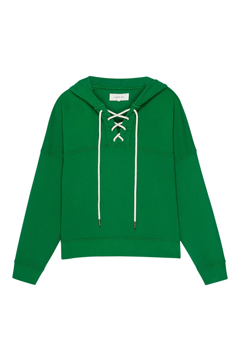 The Great lace up hoodie green side
