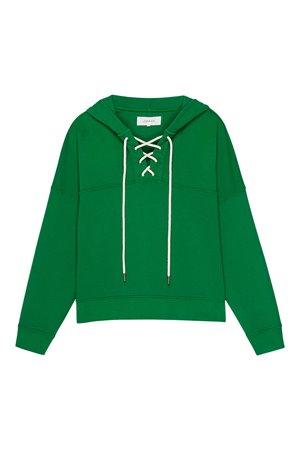 The Great lace up hoodie green side