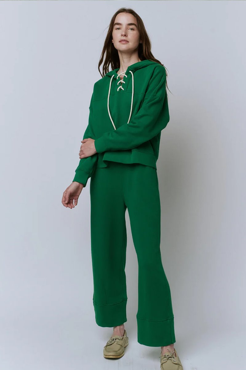 The Great lace up hoodie green detail