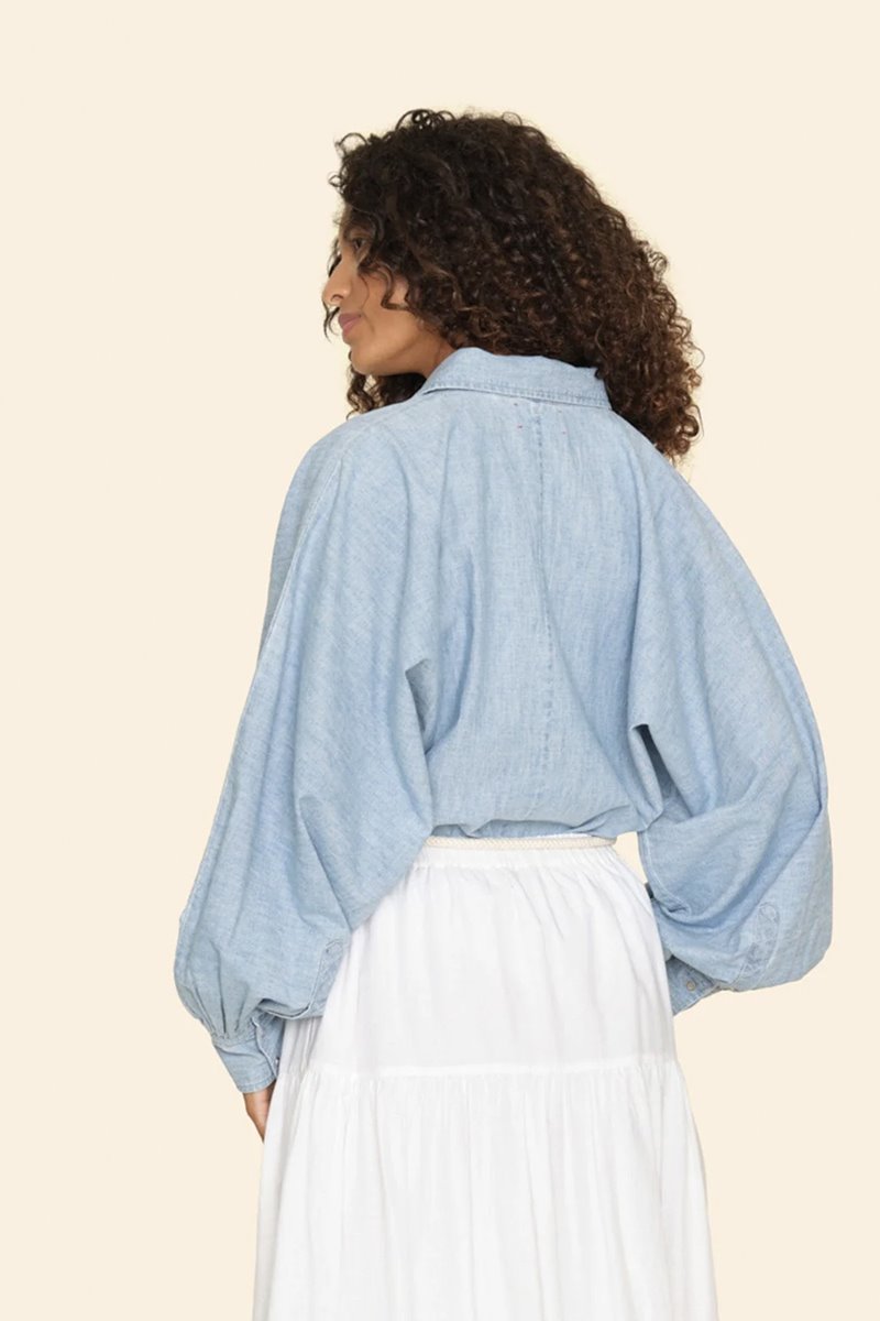 Xirena  damien shirt dusty blue back