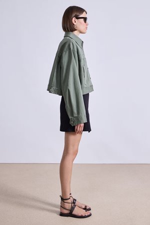 Apiece Apart cropped trapeze jacket thyme back
