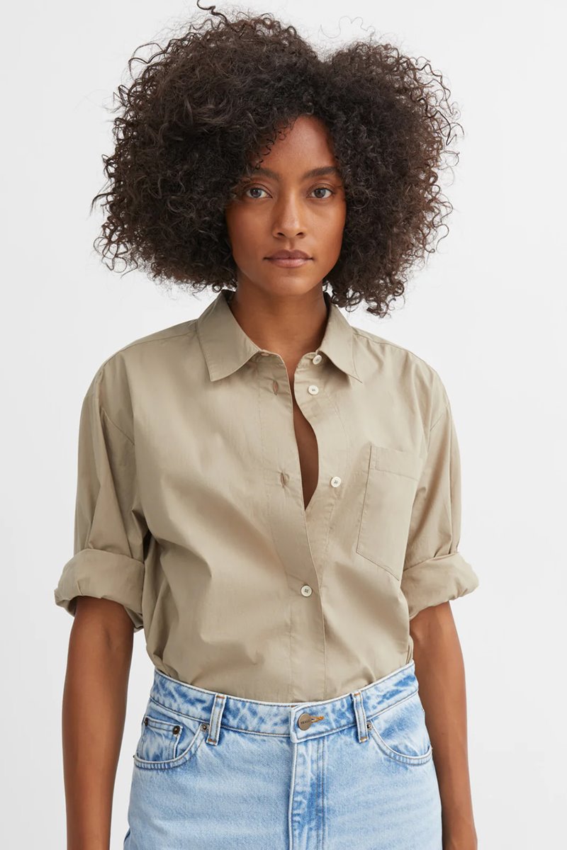 Skall Studio edgar shirt stone moss detail