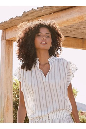 M.A.B.E alma short sleeve top ecru