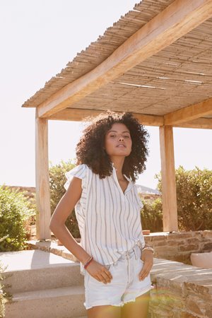 M.A.B.E alma short sleeve top ecru side