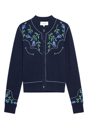 The Great the western beaded cardigan navy side The Great the western beaded cardigan navy side