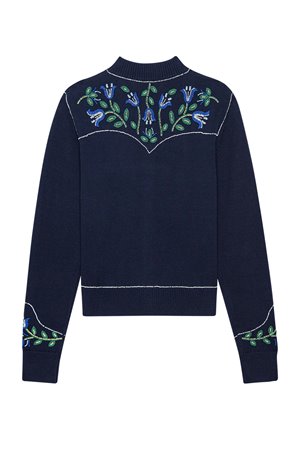 The Great the western beaded cardigan navy detail The Great the western beaded cardigan navy detail