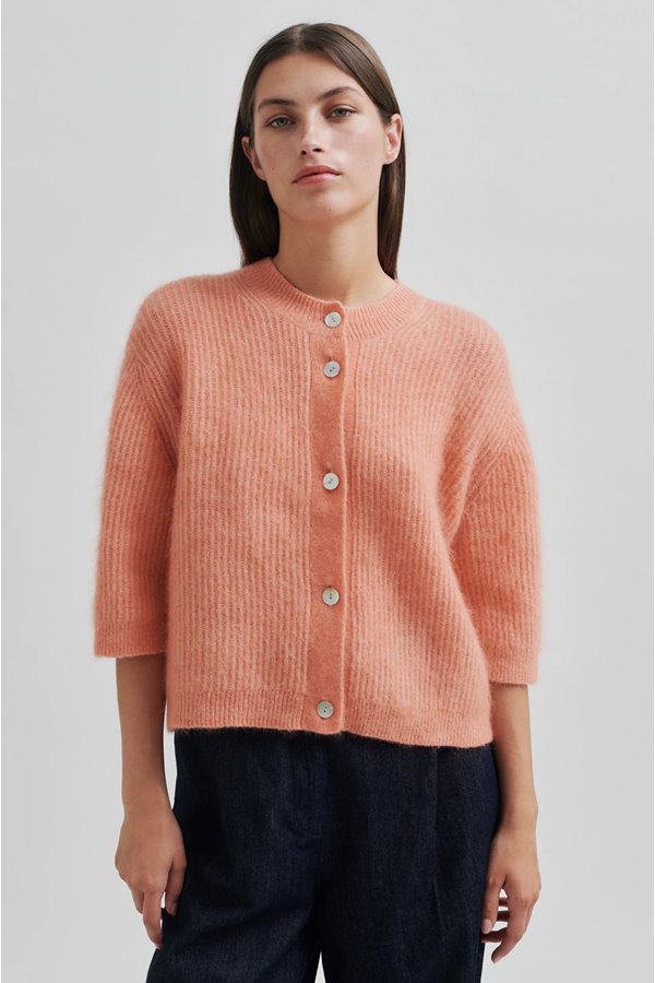 Second Female andrea rib cardigan coral haze