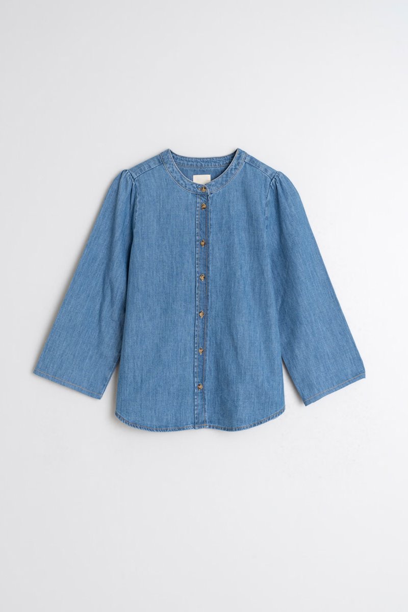 Indi & Cold  mao collar denim shirt  detail
