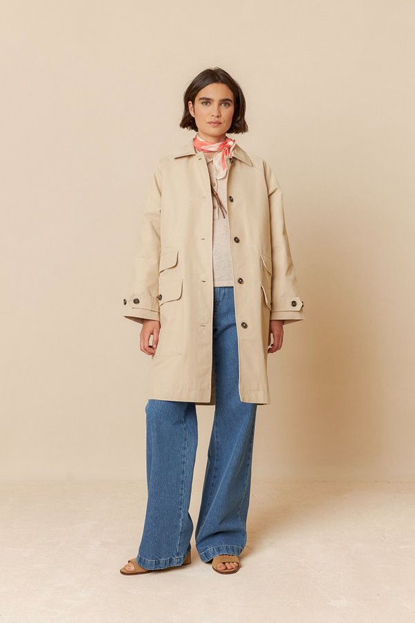 Indi & Cold  classic trench coat stone grey