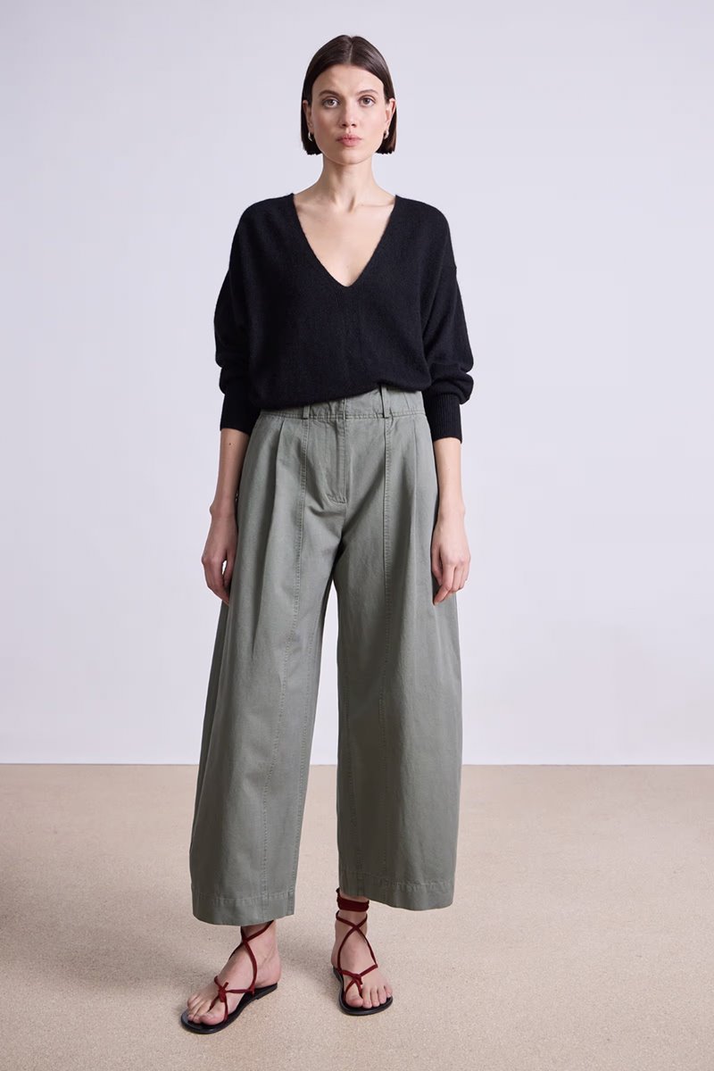 Apiece Apart cropped cybil trouser thyme detail