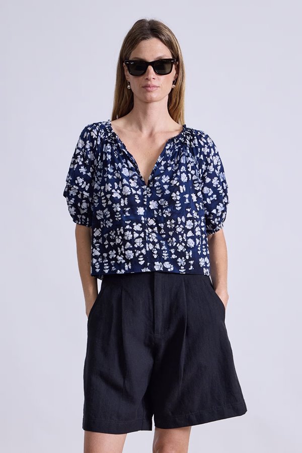 Apiece Apart caminitas puff sleeve geo batik 