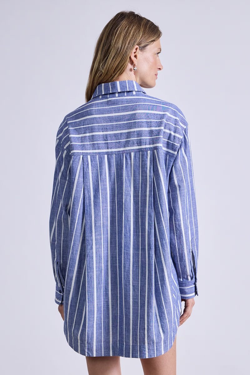 Apiece Apart flowe pocket button up shirt chambray back