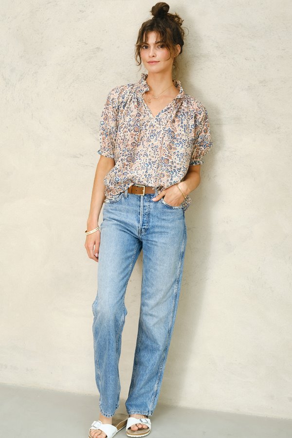 M.A.B.E cass print mid sleeve top
