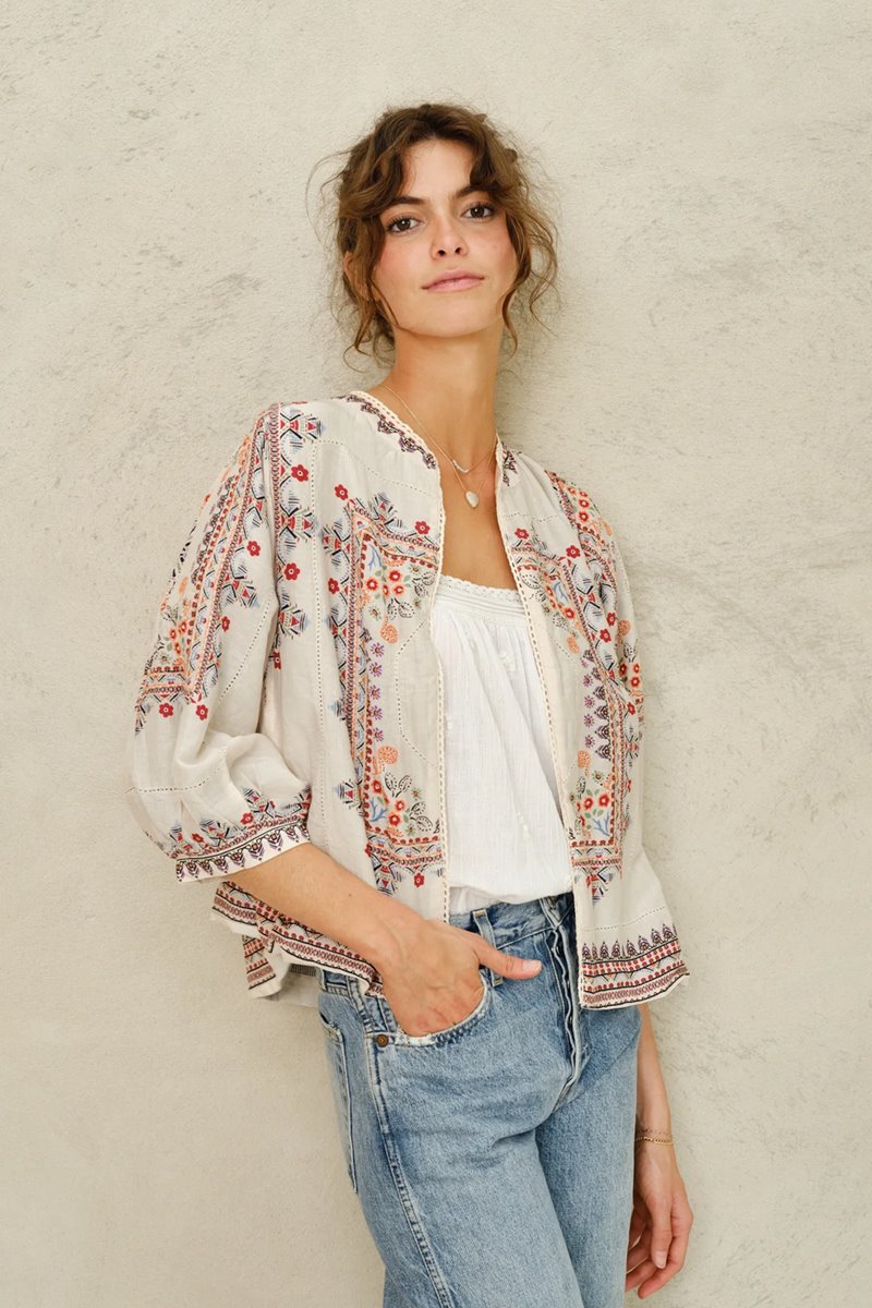 M.A.B.E eden print jacket ecru