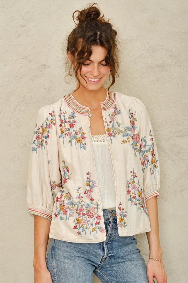 M.A.B.E emi embroidered jacket  ecru
