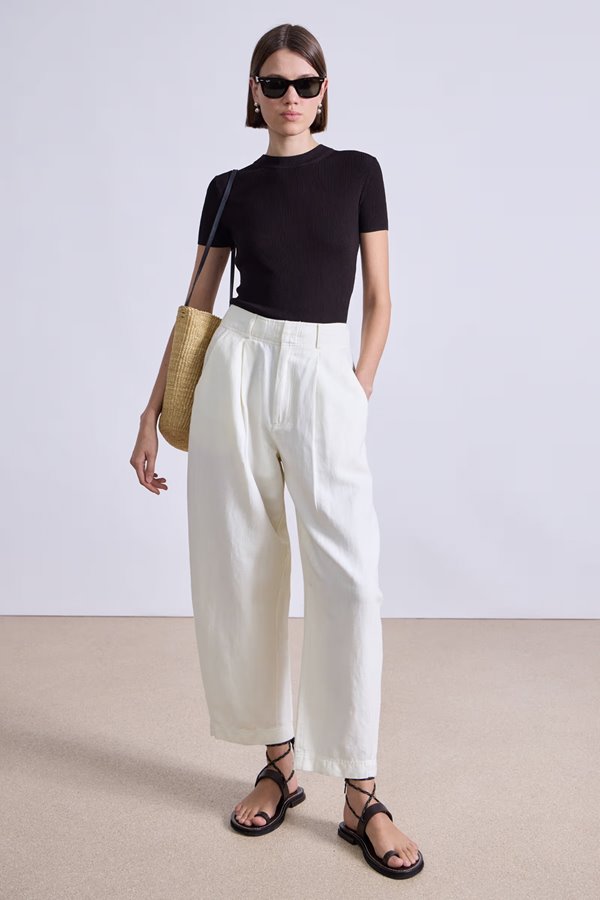 Apiece Apart petite bari crop trouser  cream