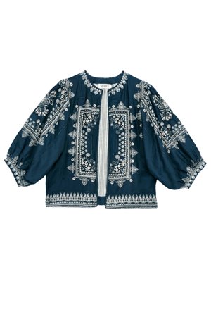 M.A.B.E eden print jacket indigo side