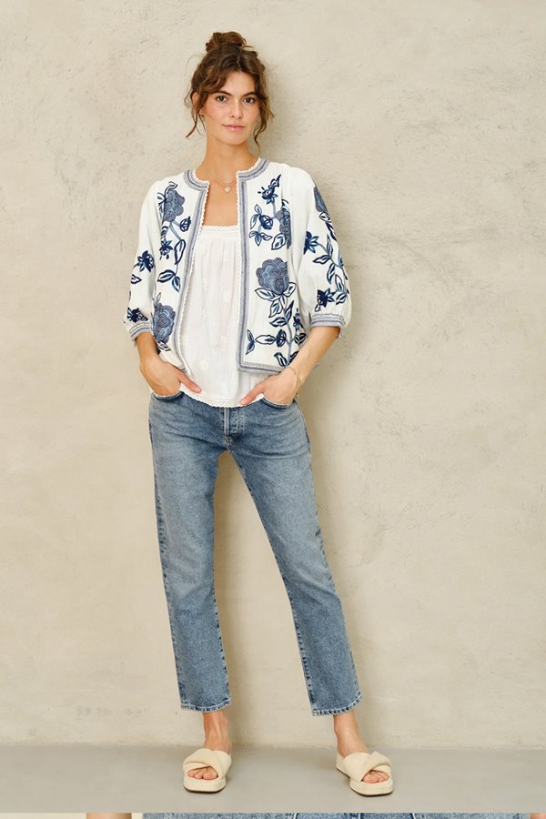 M.A.B.E lucia  embroidered jacket blue