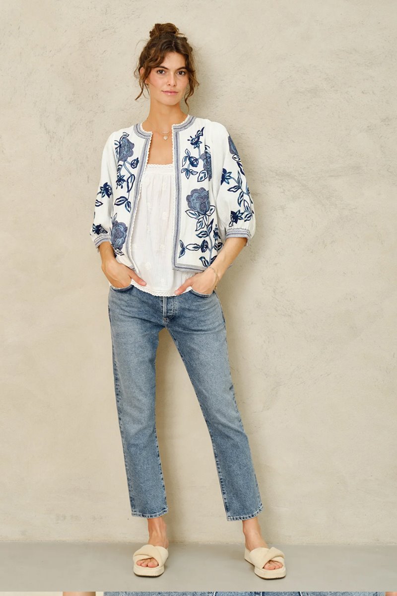 M.A.B.E lucia  embroidered jacket blue