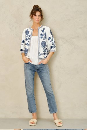 M.A.B.E lucia  embroidered jacket blue M.A.B.E lucia  embroidered jacket blue