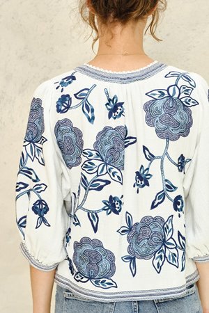 M.A.B.E lucia  embroidered jacket blue back M.A.B.E lucia  embroidered jacket blue back