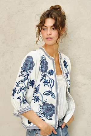 M.A.B.E lucia  embroidered jacket blue detail M.A.B.E lucia  embroidered jacket blue detail