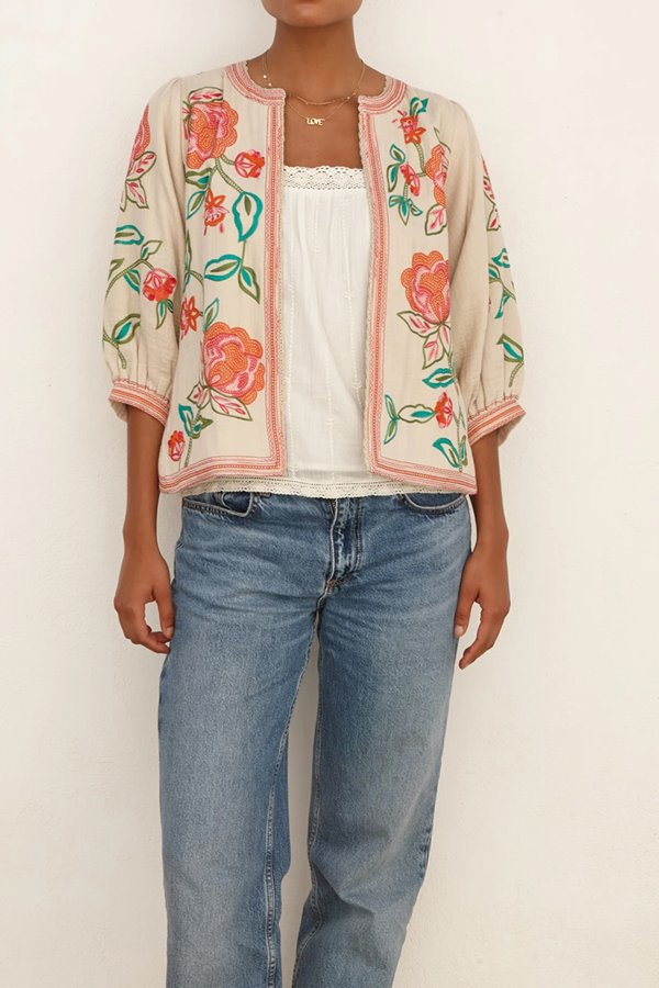 M.A.B.E lucia  embroidered jacket rust