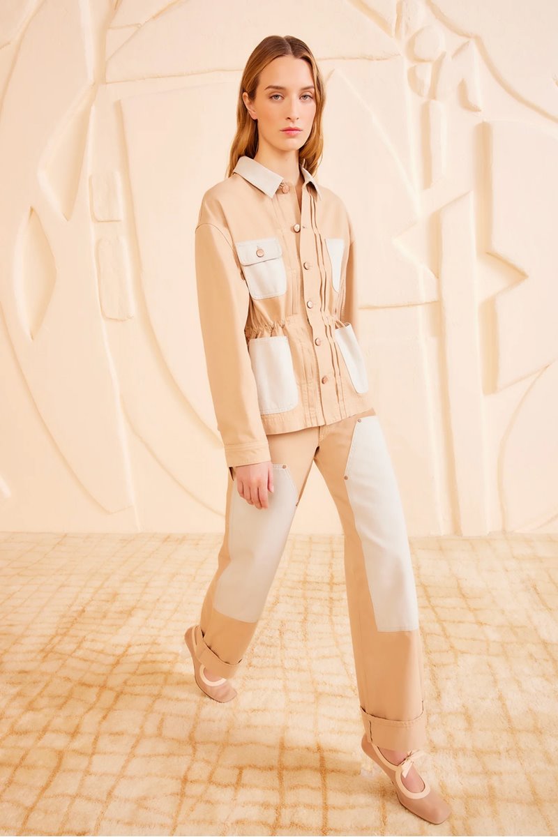 Ulla Johnson dylan jacket limestone patchwork