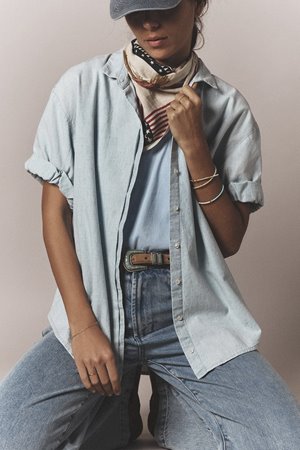 Xirena  channing shirt chambray air blue back Xirena  channing shirt chambray air blue back