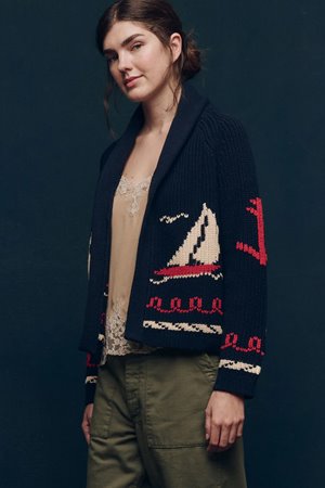 The Great the sailboat lodge cardigan  side