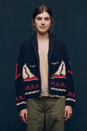 The Great the sailboat lodge cardigan  detail
