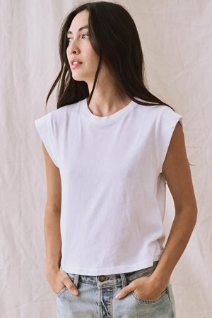 The Great the peak shoulder tee true white 