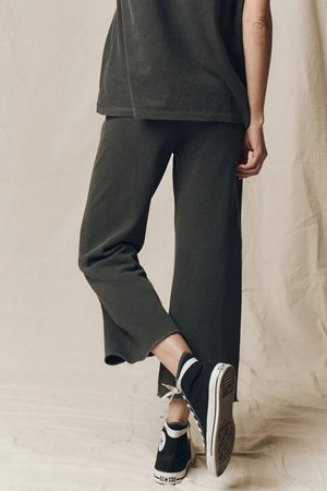 The Great the wide legged cropped sweatpant washed black side