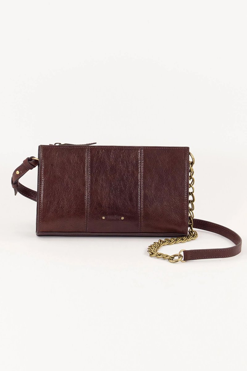 Sessun mini farawa leather bag - brown whiskey 