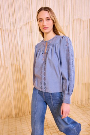 Ulla Johnson kady long sleeve blouse chambray