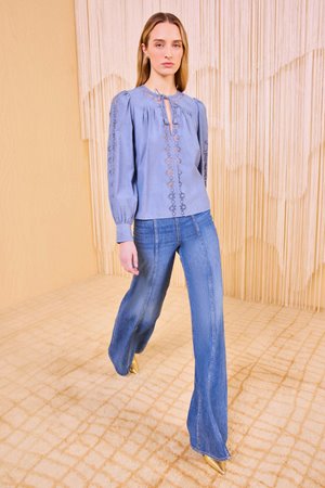 Ulla Johnson kady long sleeve blouse chambray back