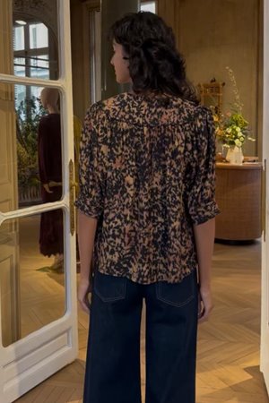 Ulla Johnson blaire short sleeve blouse savannah side