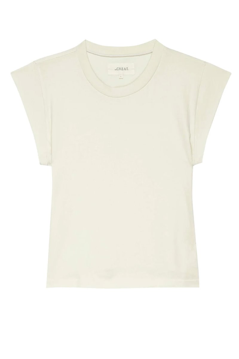The Great the peak shoulder tee washed white detail