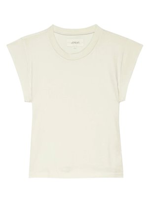 The Great the peak shoulder tee washed white detail